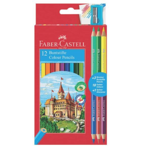 Astuccio 12 matite colorati eco Il Castello+3 bicolor Faber Castell